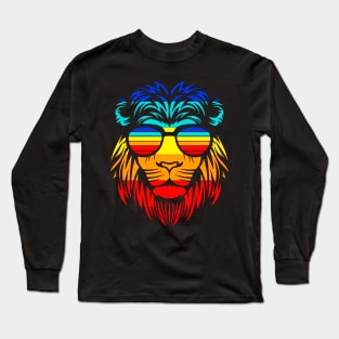 Cool Lion head summer vintage animal sunglasses Long Sleeve T-Shirt